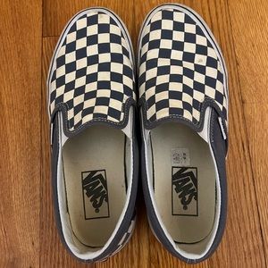 Gray Checkered Slip On Vans WM 8